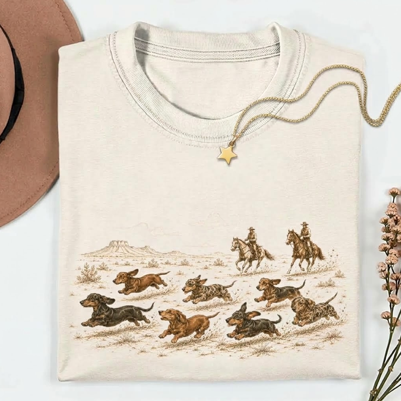 Vintage Dachshund Western T‑shirt