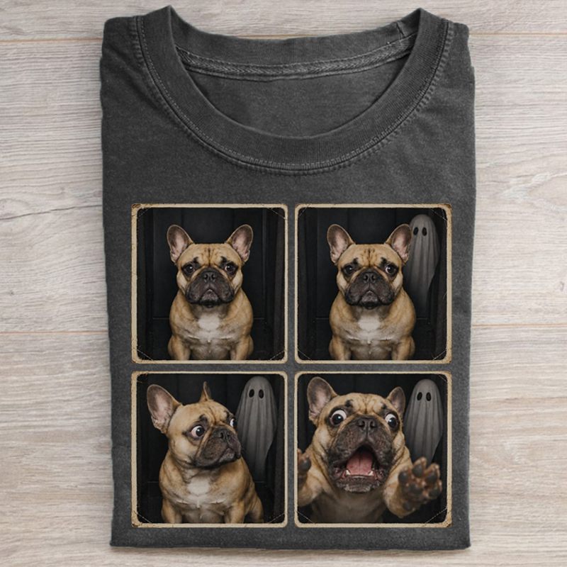 French Bulldog Ghost Photo Booth Halloween T‑shirt