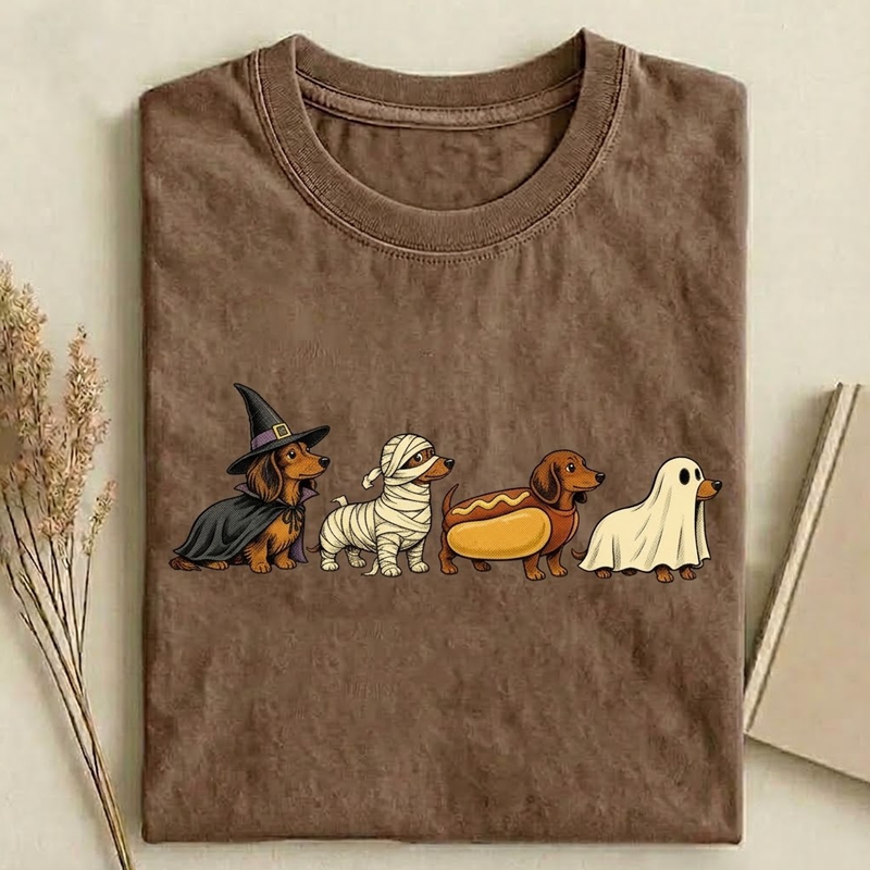 Vintage Halloween Dachshund T‑shirt