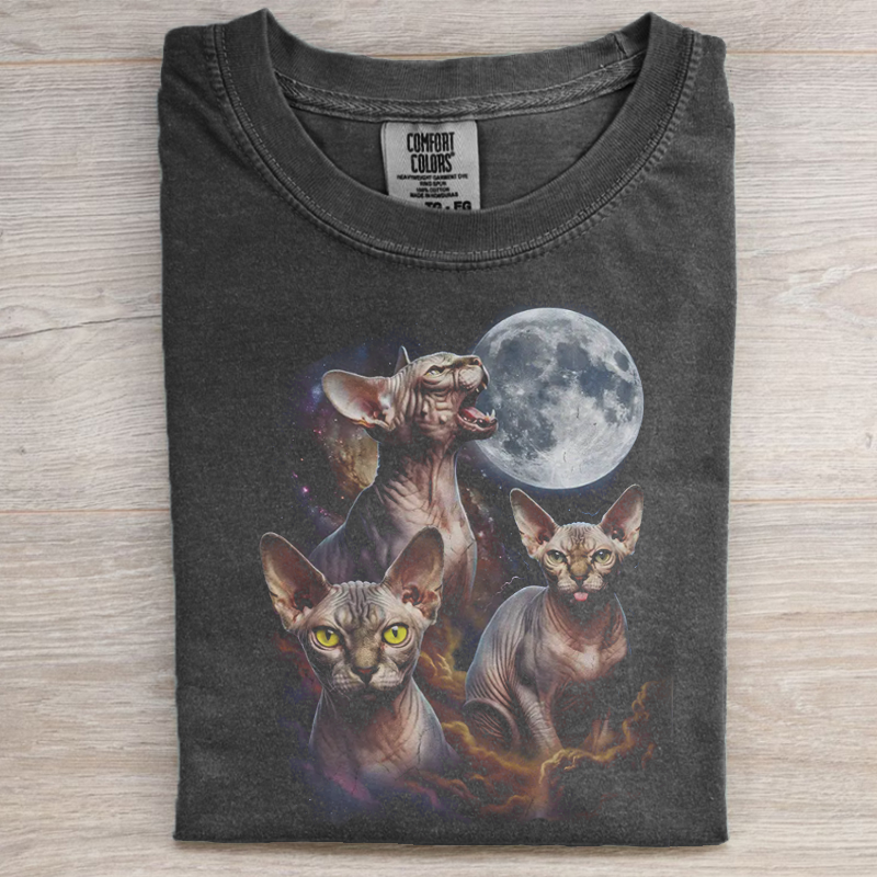 Three Sphynx Cat Moon T-shirt