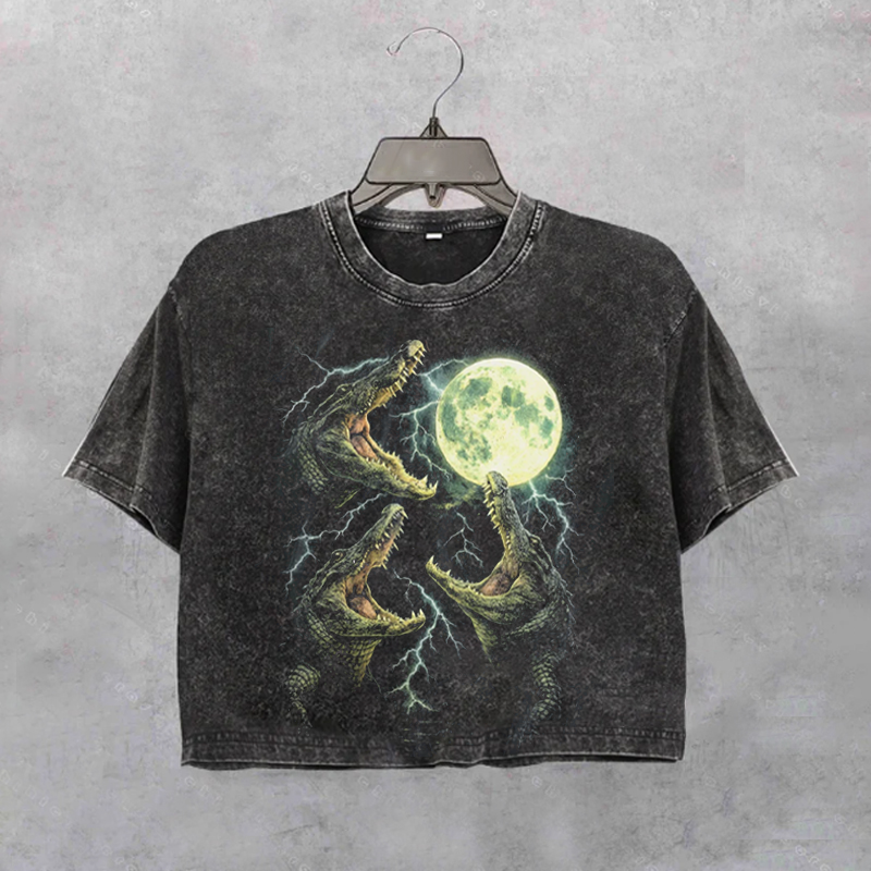 Vintage Alligator Lightnings 90s Graphic Cropped T-shirt