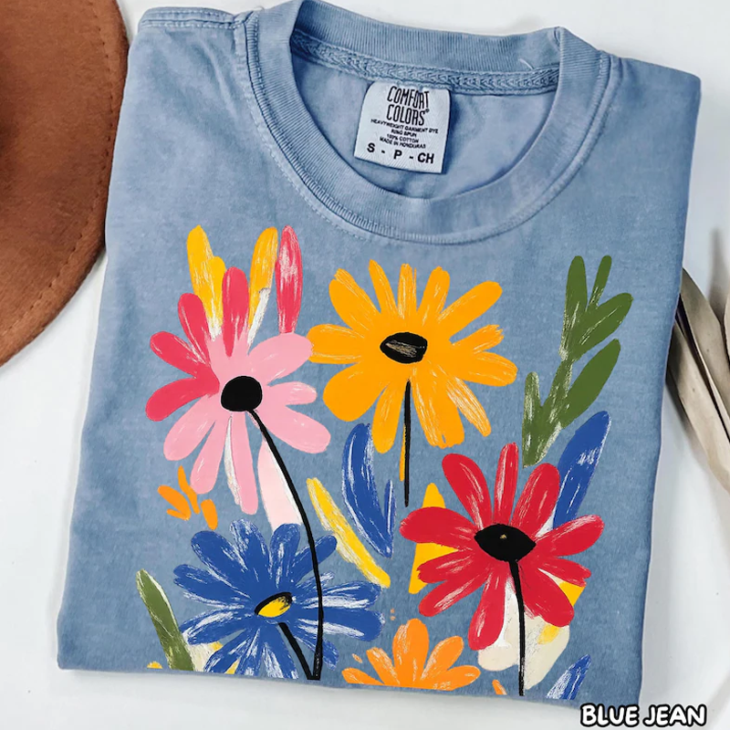 Vintage Colorful Floral T-shirt