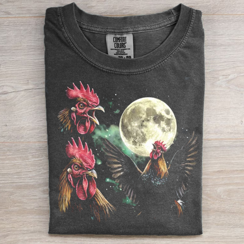 Three Roosters Moon T-shirt