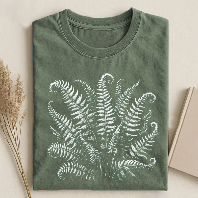 Vintage Linocut Fern Leaves T-shirt