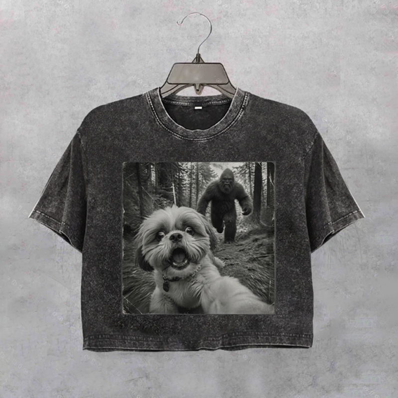Bigfoot And Shih Tzu Cropped T-shirt