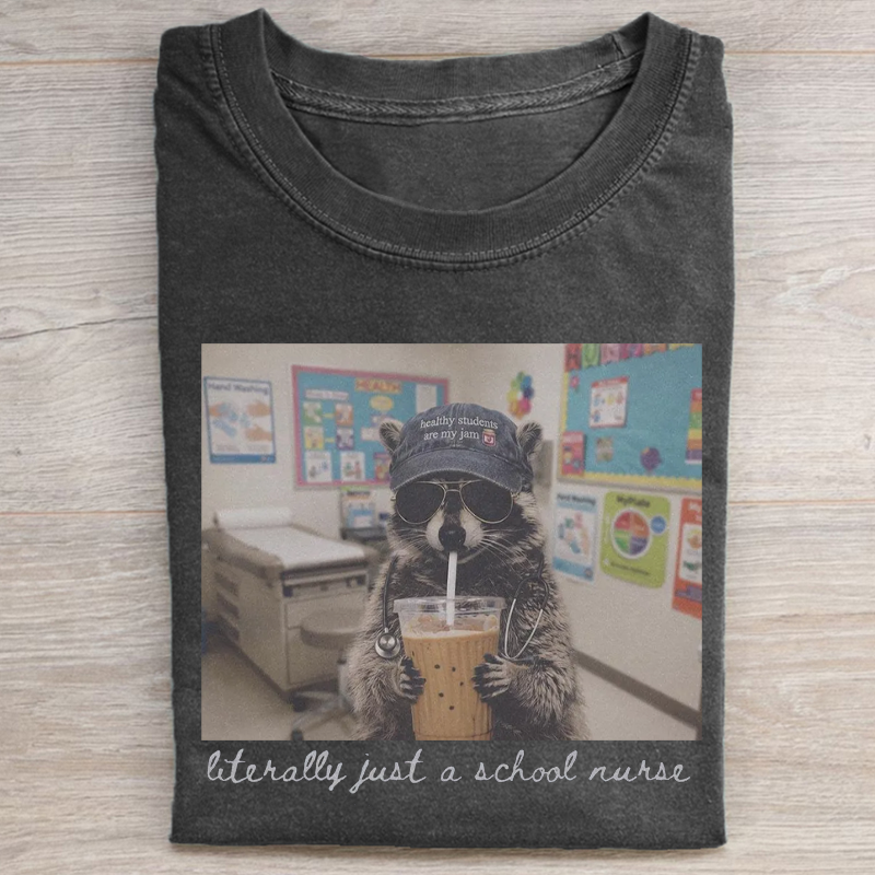 School Nurse Raccoon T‑shirt