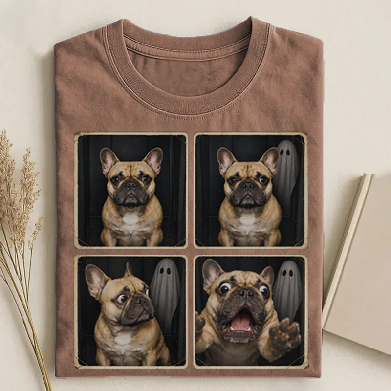 French Bulldog Ghost Photo Booth Halloween T‑shirt