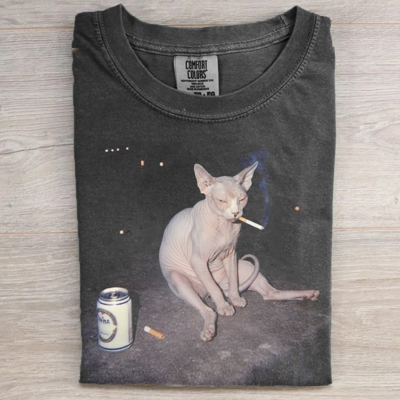 Funny Cat Smoking Meme T-shirt