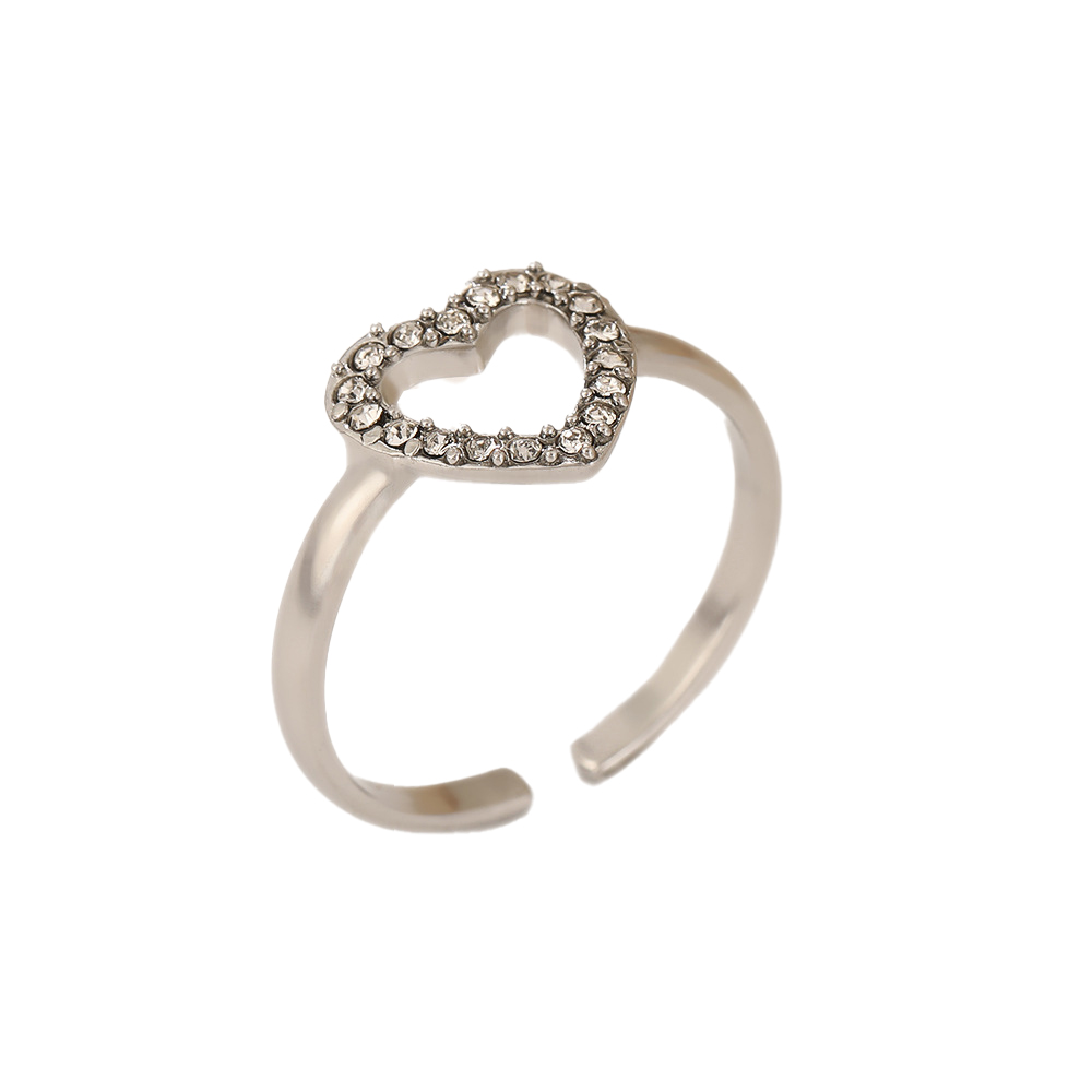 INS1059-Hoops & Loops 925 Sterling Silver Cubic Zirconia Open Heart Toe Ring for Women