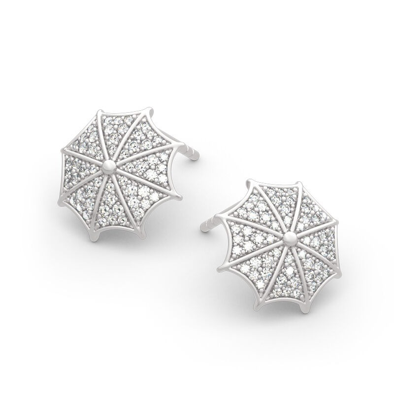 INS2126-Cute Tiny Umbrella Cubic Zirconia Stud Earring for Women Sterling Silver Lovely Statement Small Cartilage Pierced Earrings Hypoallergenic Sensitive Ear Jewelry Dainty Gift for Daughter Xmas Birthday