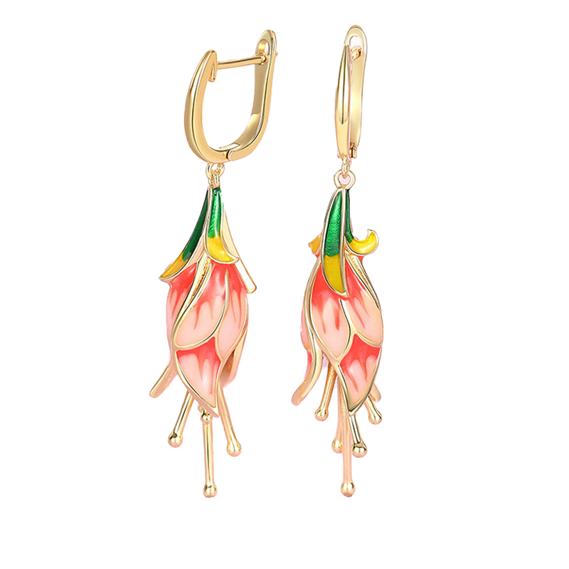 INS2189-Santuzza Sterling Silver Enamel Tulip Earrings for Women
