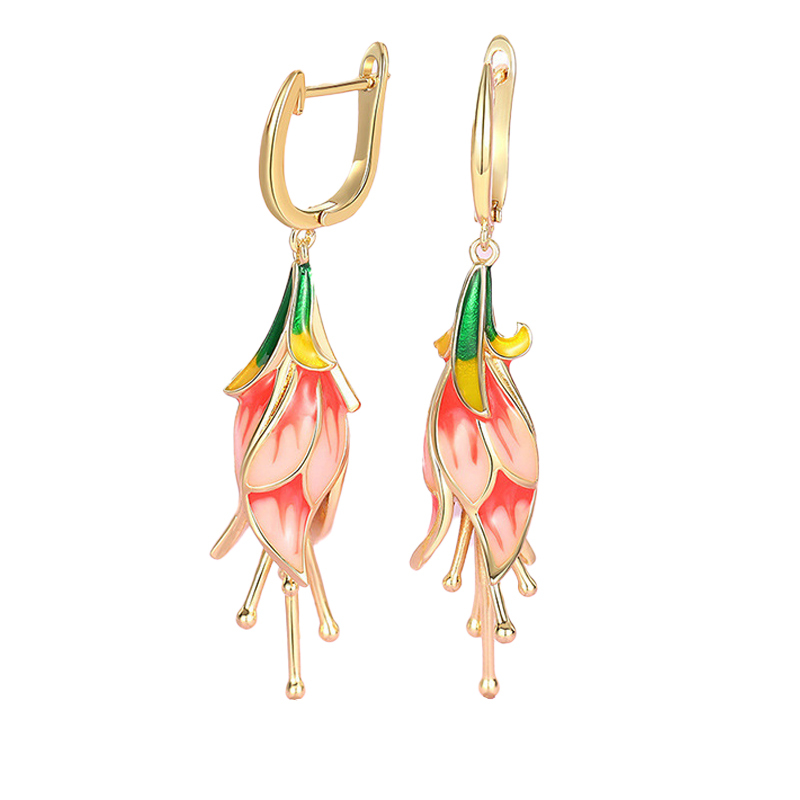 INS2189-Santuzza Sterling Silver Enamel Tulip Earrings for Women