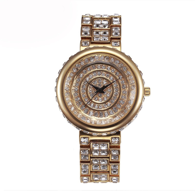 W-2010-Smalody Round Luxury Women Watch Crystal Rhinestone Diamond Watches Stainless Steel Wristwatch Iced Out Watch with Japan Quartz Movement for Women | Simulated Lab Diamonds-Women