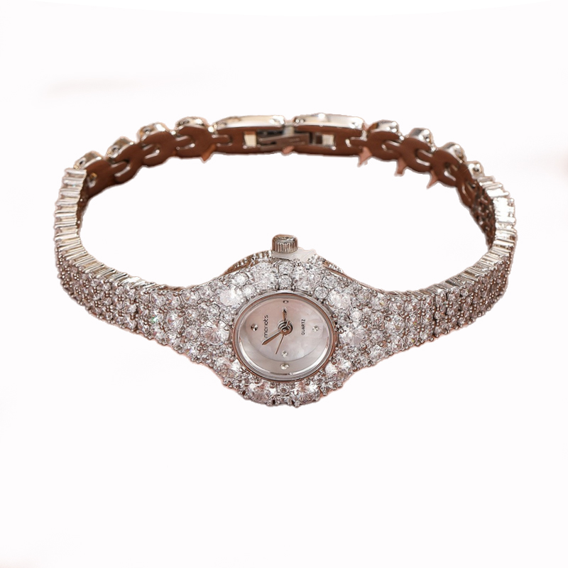 W-2032-Weicam Women Elegant Crystal Bangle Braclet Round Dial Analog Quartz Wristwatch