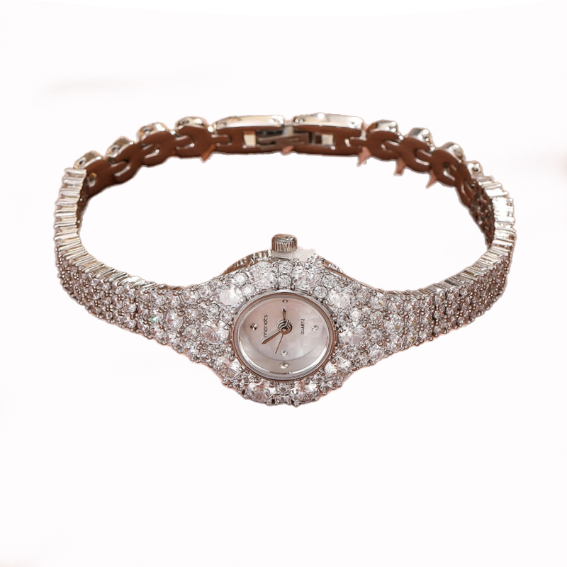 W-2032-Weicam Women Elegant Crystal Bangle Braclet Round Dial Analog Quartz Wristwatch