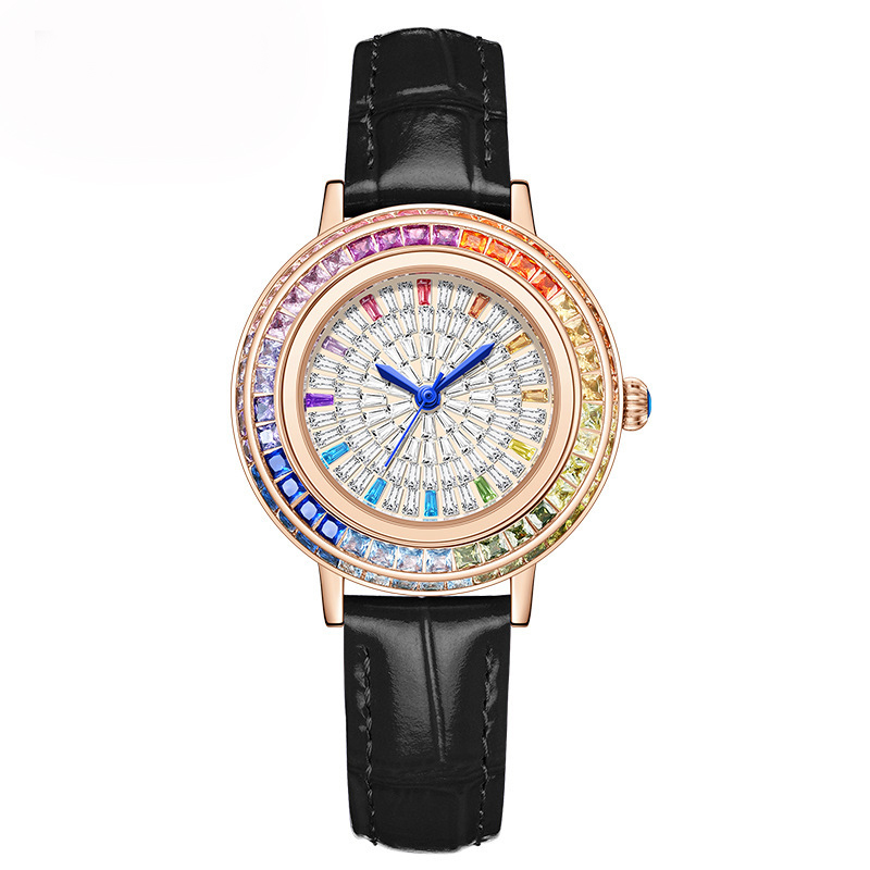W-2033-Watch Women Ladies Quartz Wrist Watch Leather Strap Round Women Watch Waterproof