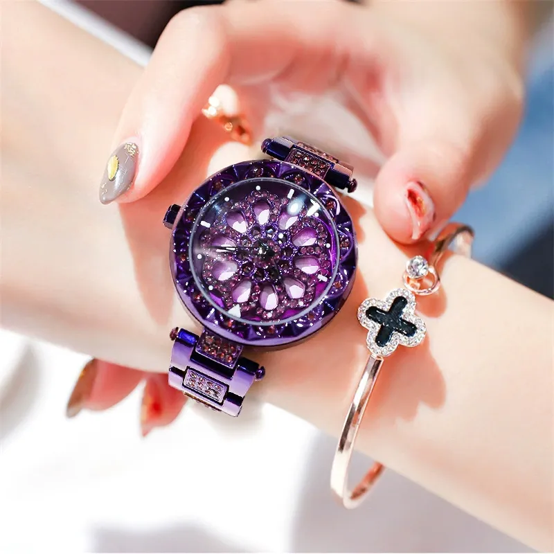 W-2026-FORSINING Women Automatic Mechanical Watches Skeleton Steampunk Watch with Diamond and Carving Flower Craft Cold Watch for Women Minimalist Retro Design Mechanical Skeleton Wrist Watch Transparent-Women