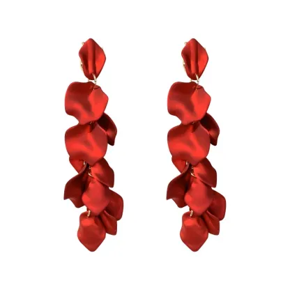 INS2426-Long Acrylic Rose Petal Earrings Dangle Exaggerated Flower Earrings Drop Statement Floral Tassel Earrings for Women