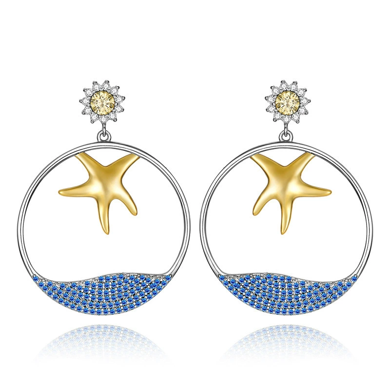 INS2339-Santuzza 925 Sterling Silver Ocean Series Cubic Zirconia Dangle Earrings for Women