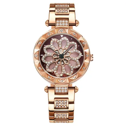 W-2026-FORSINING Women Automatic Mechanical Watches Skeleton Steampunk Watch with Diamond and Carving Flower Craft Cold Watch for Women Minimalist Retro Design Mechanical Skeleton Wrist Watch Transparent-Women