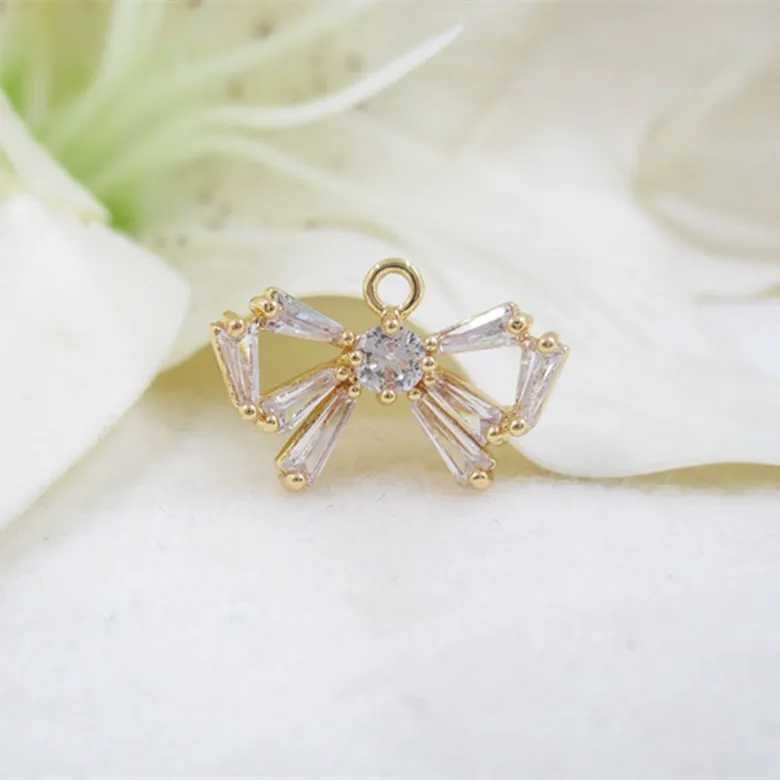 INS2352-Bohemian Crystal Bow Dangle Earrings Gold Cz Paved Bow Drop Earrings Bow Tie Circle Hoop Earrings Small Rhinestone Huggie Earrings Jewelry for Women Gifts