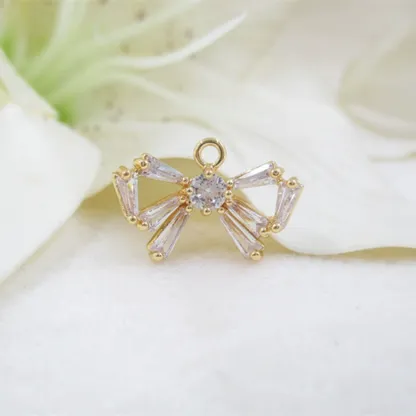 INS2352-Bohemian Crystal Bow Dangle Earrings Gold Cz Paved Bow Drop Earrings Bow Tie Circle Hoop Earrings Small Rhinestone Huggie Earrings Jewelry for Women Gifts