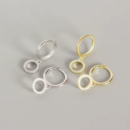 INS2373-CZ Round Circle Hoop Earrings Cute Dangle Drop Earrings for Women Girls 925 Sterling Silver Hypoallergenic Huggie Hoops Cartilage Earrings Fashion Minimalist Jewelry Dainty Gifts