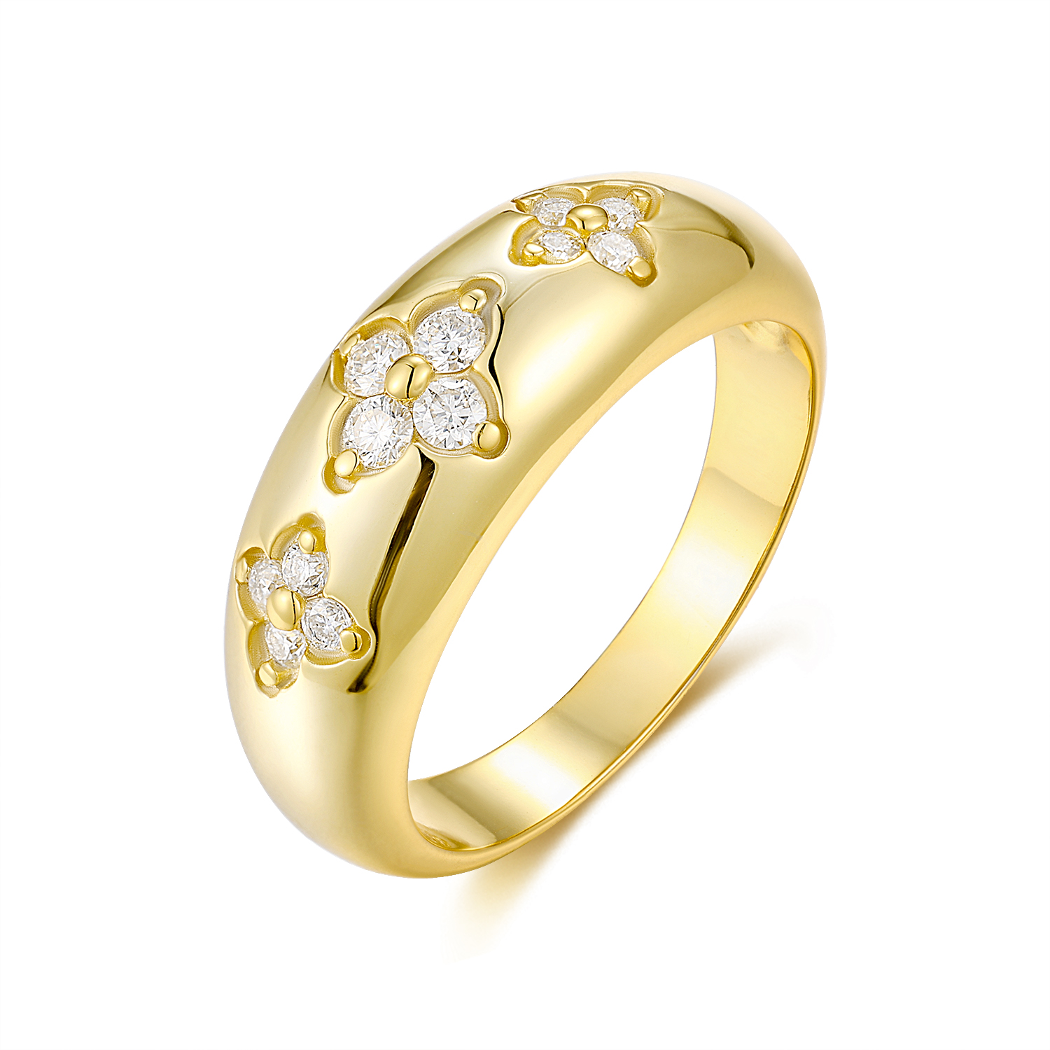 Z001-SR15122Y01-Spiral Diamond Gold Twisted Ring-Women's