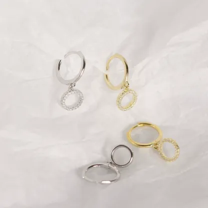 INS2373-CZ Round Circle Hoop Earrings Cute Dangle Drop Earrings for Women Girls 925 Sterling Silver Hypoallergenic Huggie Hoops Cartilage Earrings Fashion Minimalist Jewelry Dainty Gifts