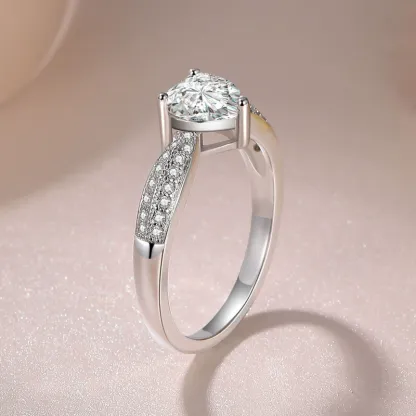 INS1100-Classic Romantic 2CT AAA CZ Solitaire Heart Shaped Engagement Ring For Women Thin Plain Band Promise Ring .925 Sterling Silver