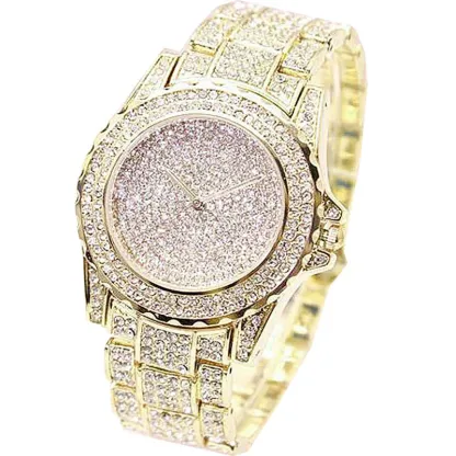 W-2051-Luxury Women Watch Bling Bling Fashion Jewelry Crystal Diamond Rhinestone Ladies Watches Steel Band Round Dial Analog Clock Classic Quartz Female Charm Bracelet Dress Wristwatches