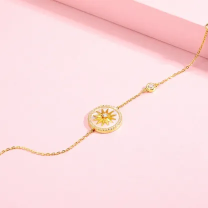 INS4100-GAVU Compass Bracelet for Women 925 Sterling Silver Adjustable, Chain Bracelet for Women