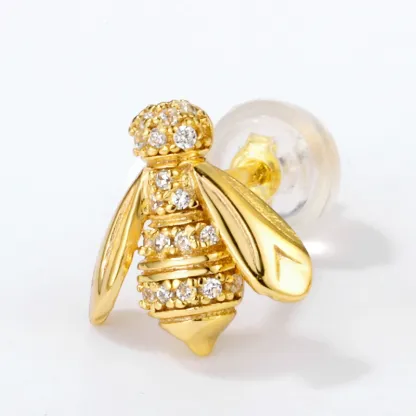 INS2138-Claddagh Gold 10K or 14K Yellow Gold Bumblebee Stud Earrings