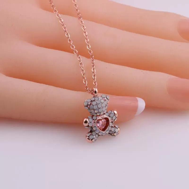 INS3142-14K Yellow Gold Bear Necklace For Women, Cute Bear Colorful Pendant Necklace Chain Chokers Animal, Gummy Bear Necklace, Gummy Bear Jewelry, Bear Charm, Panda Necklace, Bear Claw Necklace