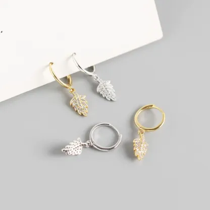 INS2319-Cute Pinecone Dangle Hoop Earrings for Women Silver Plated Charms Small Fruit Tree Drop Dangling Cartilage Huggie Hoops Fashion Autumn Forest Statement Unique Jewelry