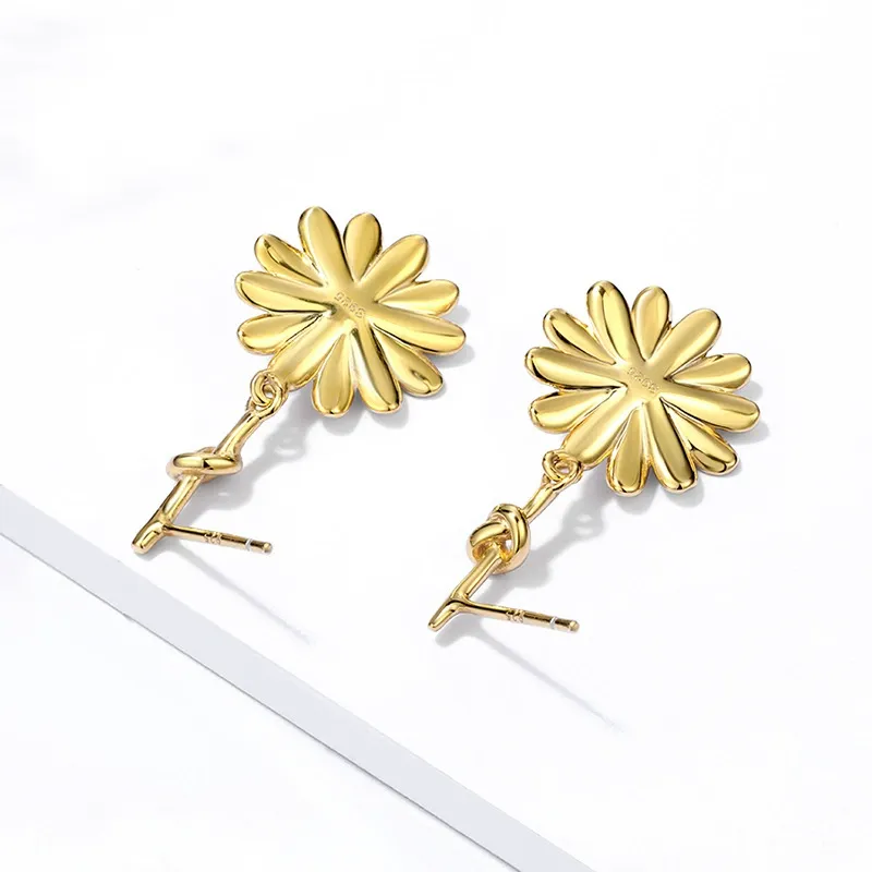 INS2302-Flower Animal Earrings 925 Sterling Silver Animal French Dangle Earring Flower Earring Jewelry for Women US1