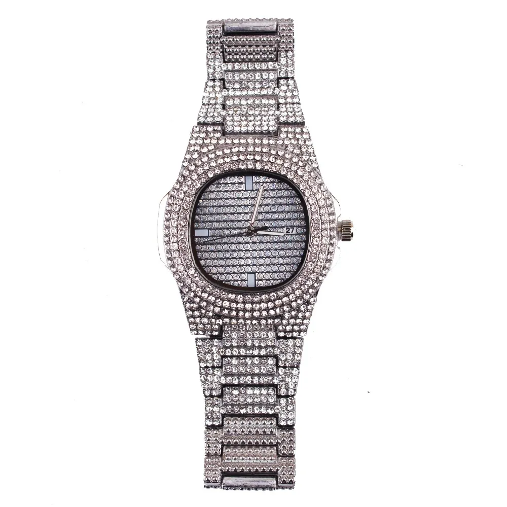 W-2008-Watch Set Set with Diamonds, Steel Strap, Watch + Chain Set with Diamonds, Bracelet-Women