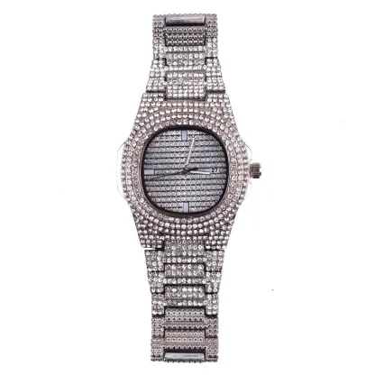 W-2008-Watch Set Set with Diamonds, Steel Strap, Watch + Chain Set with Diamonds, Bracelet-Women