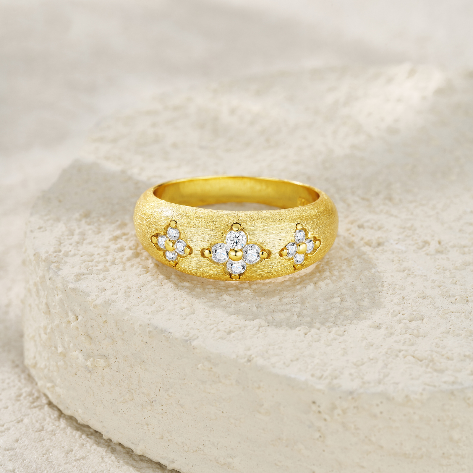 Z001-SR15122Y01-Spiral Diamond Gold Twisted Ring-Women's