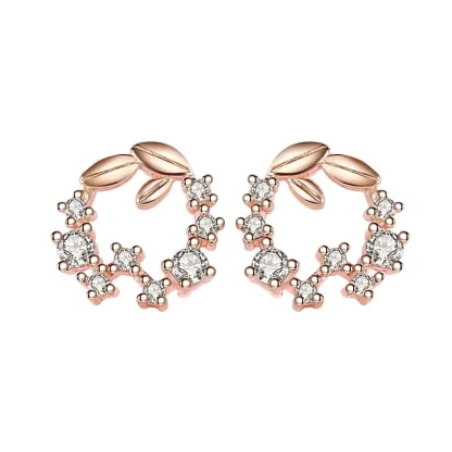 INS2008-Beautiful Diamond Stud Earrings For Women - 14k Gold Plated Trendy Earrings For Women - 1ct D/VVS1 Simulated Diamond Earrings Set - In White Gold, Rose Gold And Yellow Gold (Rose Gold)