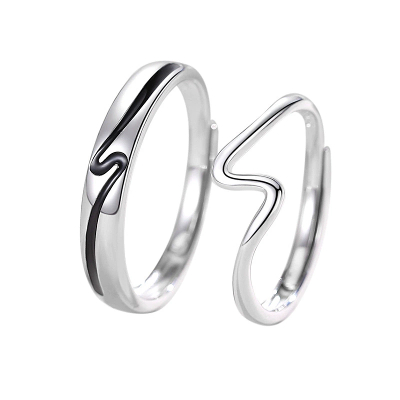 INS1195-Chunky Rings For Women, Gold Silver Thumb Ring Asymmetrical Wavy Curve Ring Adjustable Non Tarnish Dainty Stainless Steel New Year Anniversary Birthday Jewelry Gift