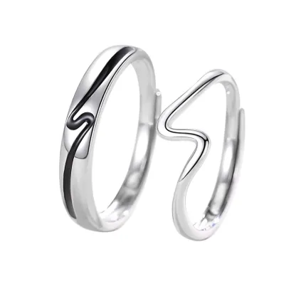 INS1195-Chunky Rings For Women, Gold Silver Thumb Ring Asymmetrical Wavy Curve Ring Adjustable Non Tarnish Dainty Stainless Steel New Year Anniversary Birthday Jewelry Gift