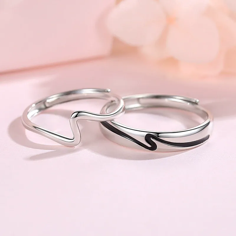 INS1195-Chunky Rings For Women, Gold Silver Thumb Ring Asymmetrical Wavy Curve Ring Adjustable Non Tarnish Dainty Stainless Steel New Year Anniversary Birthday Jewelry Gift