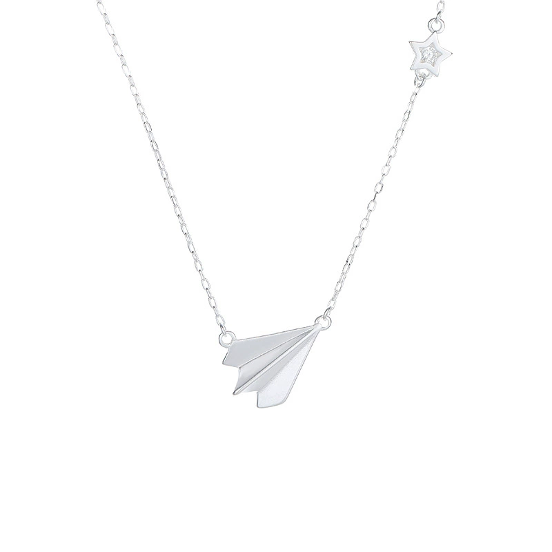 INS3204-Helen de Lete Paper Airplane 925 Sterling Silver Collar Necklace for Women
