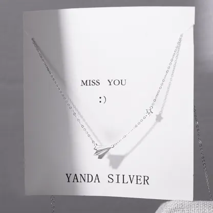 INS3204-Helen de Lete Paper Airplane 925 Sterling Silver Collar Necklace for Women