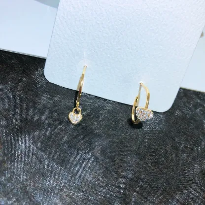INS2249-Hoop Earrings for Women – Drop Dangle Earring with Crystal Heart Charm – 14K Gold Plated – Modern & Simple – with Gift Box included