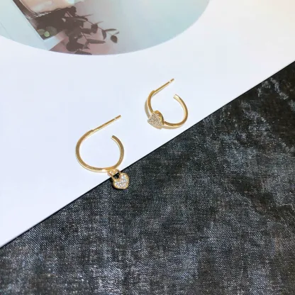 INS2249-Hoop Earrings for Women – Drop Dangle Earring with Crystal Heart Charm – 14K Gold Plated – Modern & Simple – with Gift Box included