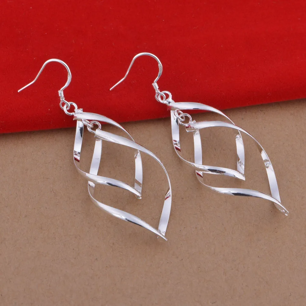 INS2436-Sterling Silver Earrings dangle Hoops Elegant rotating Earring for Womens