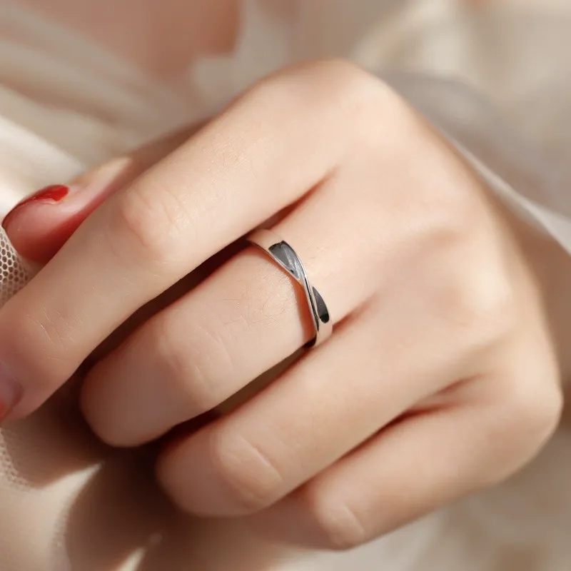 INS1169-MIKAMU Couple Rings 925 Sterling Silver Adjustable Open fashion Rings Engagement Pair Rings Rings for Men Rings for Women Wedding Promise Engagement Anniversary Ring