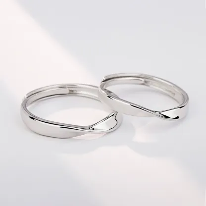 INS1169-MIKAMU Couple Rings 925 Sterling Silver Adjustable Open fashion Rings Engagement Pair Rings Rings for Men Rings for Women Wedding Promise Engagement Anniversary Ring